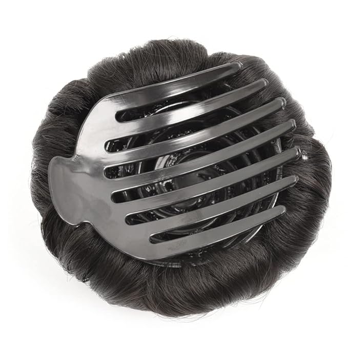EARSHOT Hair Buns Hair Piece Synthetic Bun Floral Style Ponytail Extension Hair Clips Braided Bun Claw Clip Donut Bun Wig Women Hair Accessories Hair Accessories For Girls (Color : B)