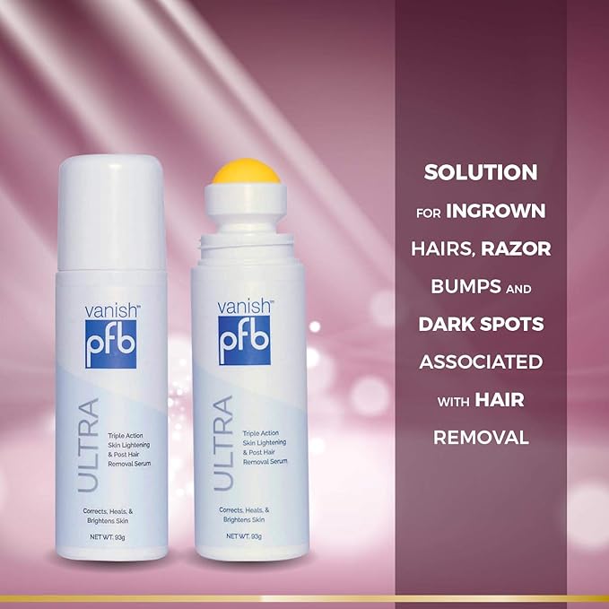 PFB Vanish Ultra with Chromabright &amp Shitake Mushroom Triple Action Dark Spot Remover Ingrown Hair &amp Razor Bump Stopper Roll-On Skin Care Treatment 93g ? New Formula