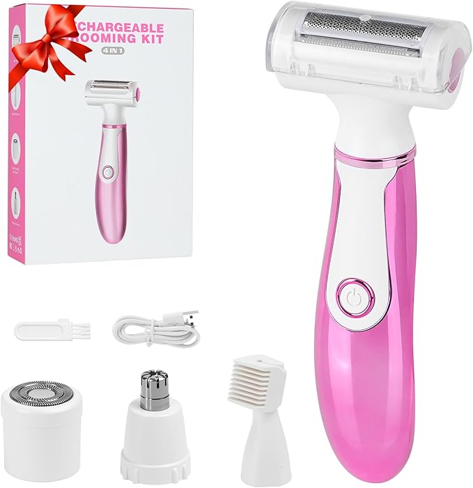 Women Face Epilator 4-in-1 Body Shaver and Facial Epilator Hair Removal for Face Waterproof Facial Hair Remover for Armpits Arms Legsm Bikini