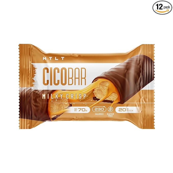 CICOBAR by HTLT | Soft &amp Delicious Protein Bars | 20g of Plant-Based Protein and only 230 Calories per Serving | High-Protein Snacks for Adults | 12-Pack (Milky Crisp)