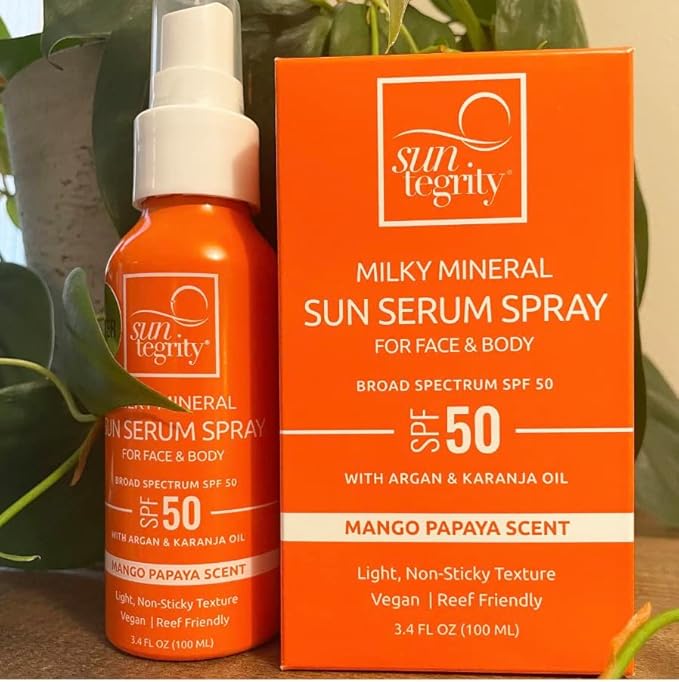 Milky Mineral Sun Serum Spray for Face &amp Body - Broad Spectrum SPF 50 3.4oz