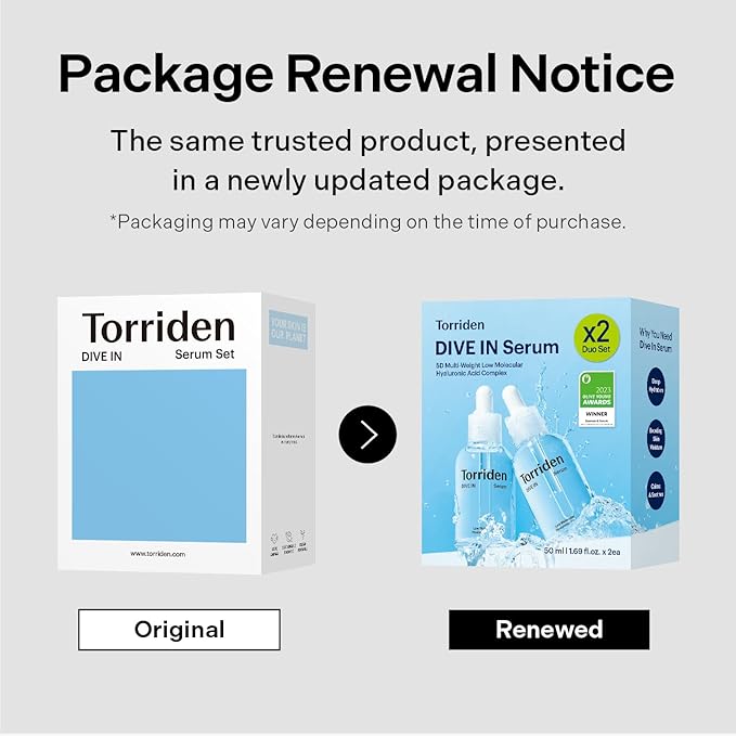 Torriden DIVE IN Hyaluronic Acid Serum 50ml(1.69 fl.oz.) * 2 (Pack of 2) | Deep Hydration to Get Glow Skin | Hyaluronic Acid Panthenol Allantoin | Korean Facial Serum
