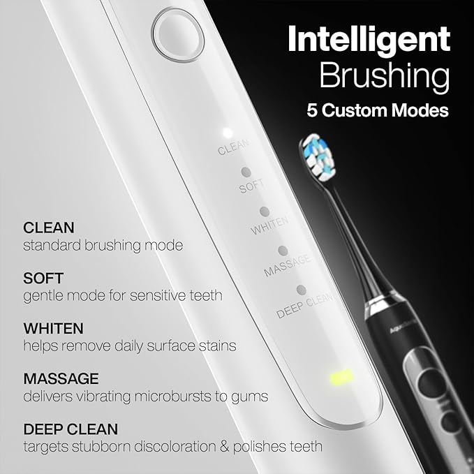 Aquasonic Duo Series PRO UV - ADA Accepted Electric Toothbrushes with UV Sanitizer - Inductive Charging Base - 5 Modes with Smart Timers - 10 Proflex Brush Heads &amp 2 Travel Cases