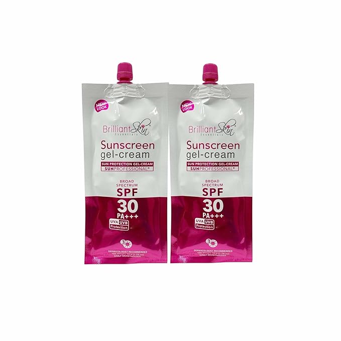 Generic 2 Sachets Brilliant Skin Essentials Sunscreen Gel-Cream UVA/UVB Protection SPF 30 50g 1.7 Ounce (Pack of 1)