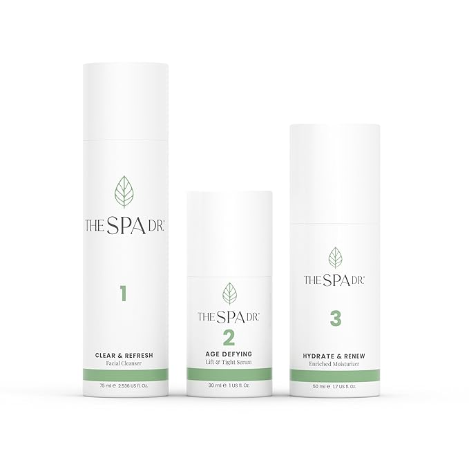 The Spa Dr. 3-Step Age-Defying Skincare System - Antiaging SkinCare Set for Women - Anti Aging Skin Care Sets for Women - Skin Care Routine: Cleanser Age Defying Lift &amp Tight Serum Moisturizer