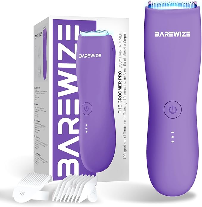 Bikini Trimmer for Women Pubic Hair Trimmer Waterproof USB-C Rechargeable LED Light Replaceable Blade Electric Razors for Women Electric Lady Shaver (Violet)