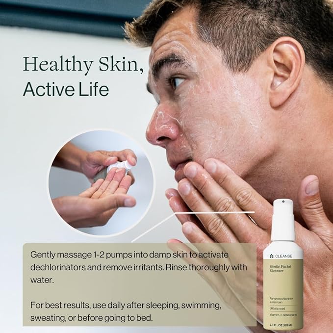 Dermasport Skin Care Set for Athletes: SPF 50 Sport Face Sunscreen &amp Gentle Facial Cleanser - Essential Duo for Pre and Post-Swim Protection &amp Nourishment Designed for Smooth Youthful Skin