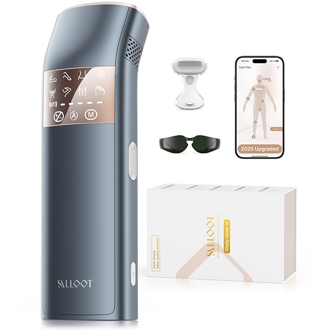 TRIPLE-Pulse IPL Laser Hair Removal 12cm² Sapphire 37°F Ice-Cooling Contact Lazer Hair Removal Device for Women and Men Permanent Hair Removal at Home for Body Face Bikini Trinity iGlow 10
