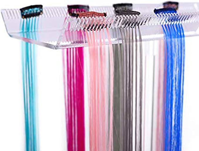 Zetiling Acrylic Hair Extension Holder Double Sided Transparent Hair Rack Stand for Wigs Adjustable Height Braiding Hair Separator Organizer Large Capacity Wall Mounted Installation