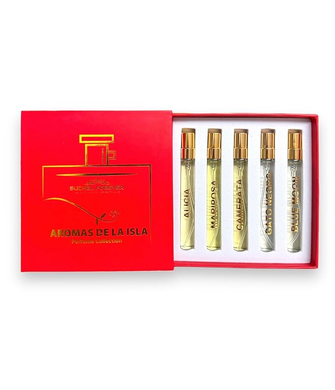 Merry Christmas Aromas de la Isla Gift Set for Women (Alicia+Mariposa+Camerata+Gato Negro+Blue Moon) + Teddy Bear Merry Christmas (peluche Feliz Navidad)