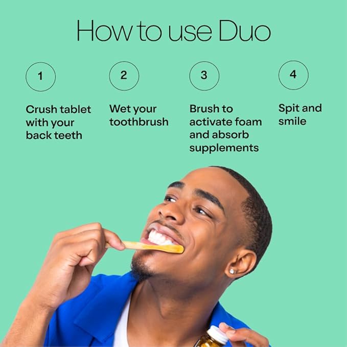 Duo Immunity Toothpaste Tablets ? Vitamin D3 + B12 with Nano-Hydroxyapatite | Oral Health Supplement | Wild Mint &amp Sage Flavor | 186 Tablets 1 Bottle