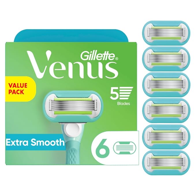 Gillette Venus Extra Smooth Womens Razor Blade Refills 6 Count Designed for a Close Smooth Shave