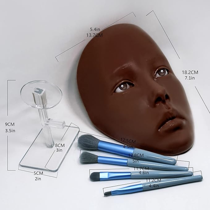 3D makeup Practice Face Board Silicone Makeup Mannequin Face Reusable Beginner Practice Eye Makeup Face Eye Fake Silicone Makeup Artist Full Face Practice Eyelash Eye Shadow Eyeliner Pen Simulatio