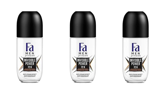 (Pack of 3) Fa Men Xtreme Invisible Power Anti-perspirant Deodorant Roll On for Men 3 x 50ml / 3 x 1.7 Fl Oz