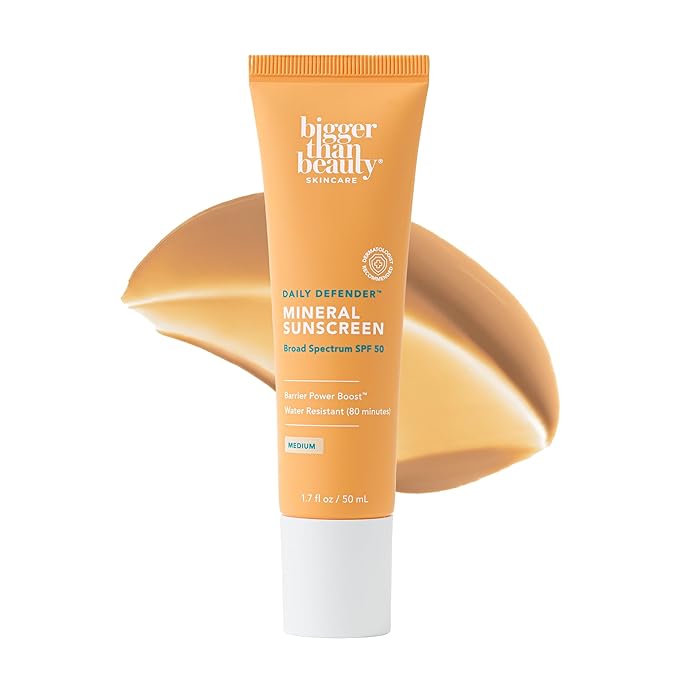 Daily Defender Broad Spectrum SPF 50 Mineral Sunscreen with Hyaluronic Acid Vitamin C &amp Niacinamide (as Vitamin B3) Lightweight UVA &amp UVB Protection Skin Care Medium