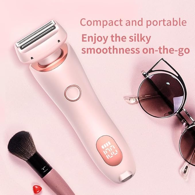 2-in-1 Bikini Trimmer &amp Electric Razor for Women ? IPX7 Waterproof Hypoallergenic Blades LED Display Cordless Wet/Dry Use ? Legs Underarms Bikini Line &amp Pubic Hair Trimmer