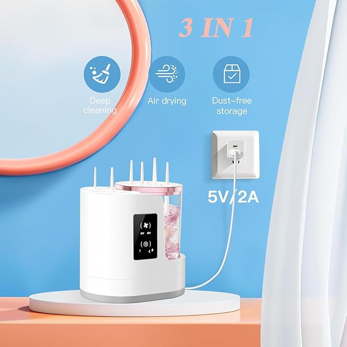 3-IN-1 Electric Makeup Brush Cleaner Machine and Dryer SBMKK Automatic Make Up Brush Cleaner Tool for All Size Brush Sponges Beauty Cosmetic Set