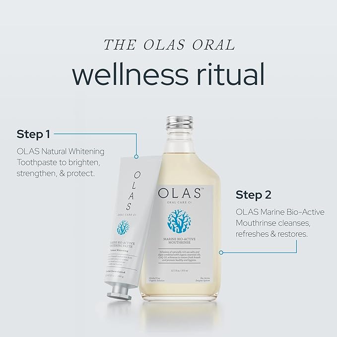 Olas Alcohol Free Mouthwash &amp Oral Rinse - Marine Bio-draft Mouth Rinse With Essential Oils &amp Antioxidants for a Healthy Oral Microbiome - Fluoride Free Natural Mouthwash (500 ml)