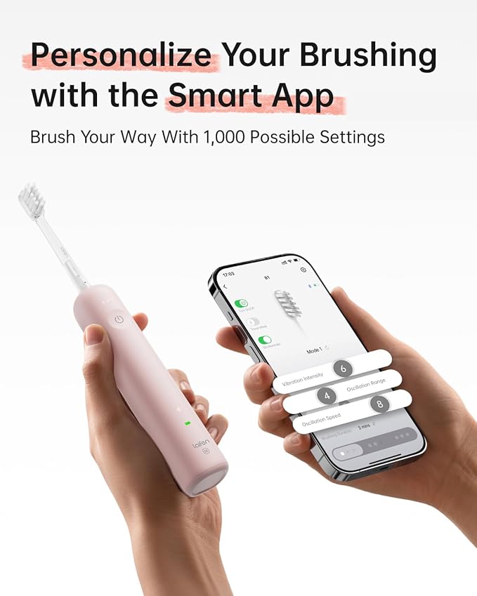 Laifen Wave Special Electric Toothbrush New 2025 Version Oscillation &amp Vibration Sonic Electric Toothbrush for Adults with App 2 Brush Heads IP68 Waterproof Travel Powered Toothbrush (Matte Pin