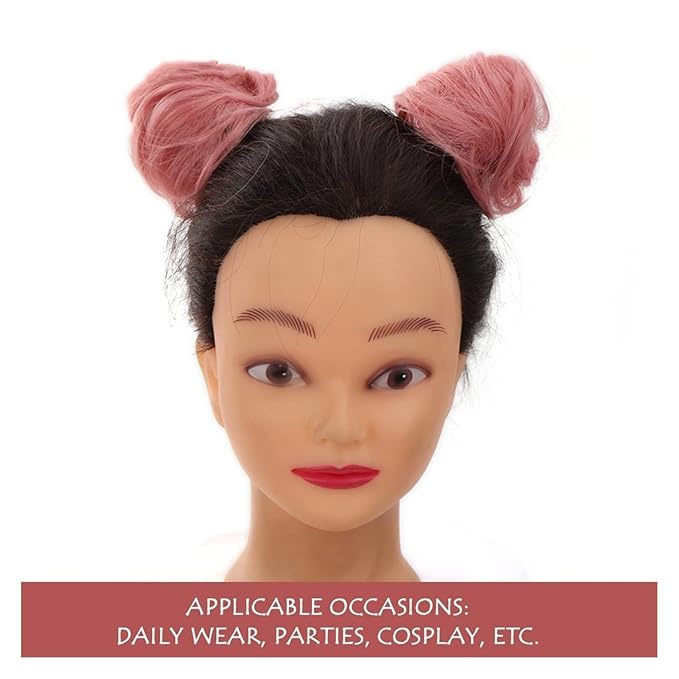 messy bun hair piece 2PCS Accessory Synthetic Hair Bun Ponytail Hairpieces for Women Girls Cat Ears Hair Donut Chignon Claw Clip in Messy Bun Mini Updo Extensions Wig hair buns hair piece ( Color : F