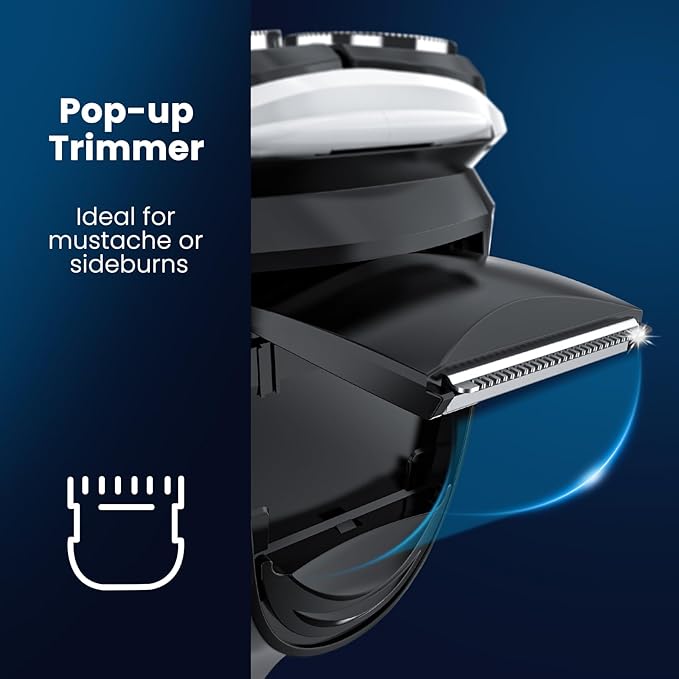 SweetLF Electric Razor for Men with Pop-Up Trimmer IPX7 Waterproof Electric Shaver Rechargeable Cordless Shavers for Men Type-C 120Mins Runtime Plug &amp Play Blue