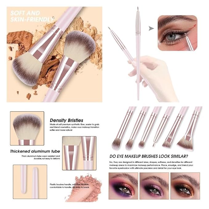 Pink Makeup Brushes Set Professional 66Pcs with Case Premium Synthetic for Foundation Concealer Blush Eyeshadow Powder Contour Makeup Brush Kit Face Eye Make up Brushes &amp Tools