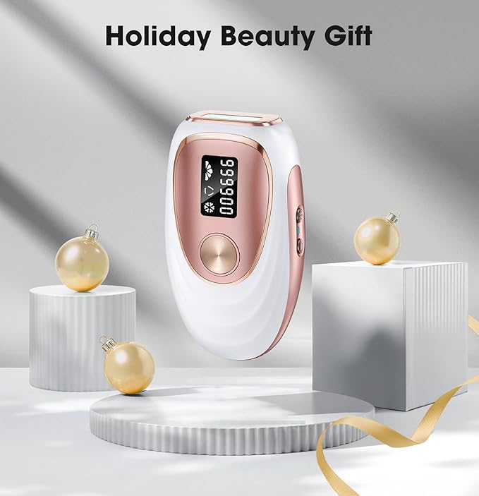IPL Laser Hair Removal Device for Women &amp Men - Home 45°F Ice-Cooling Contact for Painless &amp Long-Lasting Results 86% Hair Reduction in 3 Weeks for Full Body &amp Bikini Line Rose Gold