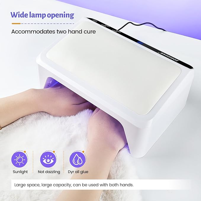 JODSONE Professional Nail Lamp with Hand Pillow for Salon 4 Timers Removable Base Smart Touch Screen Large Space U V Lamp for Gel Polish