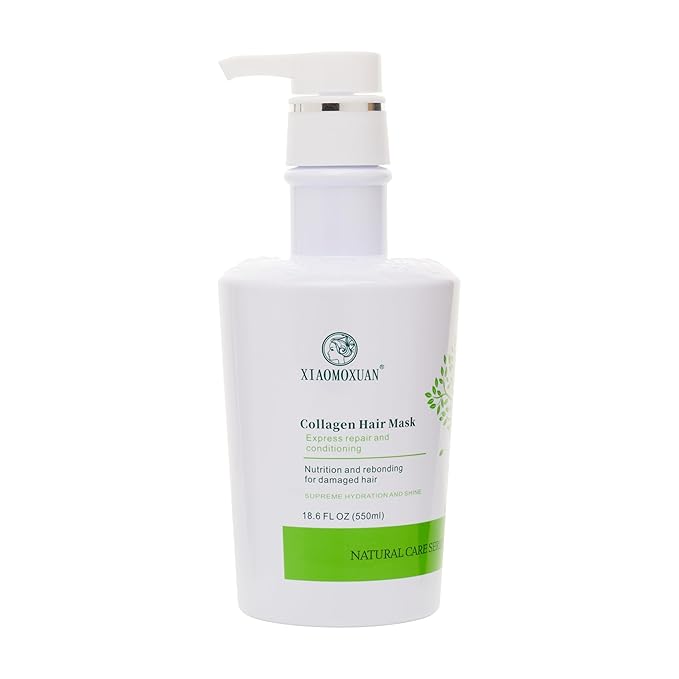 Xiaomoxuan Organic Plant-Based Collagen Hair Mask with Tea Tree Oil for Dry Damaged Frizzy Hair - Split End Repair Treatment Hydrating &amp Strengthening