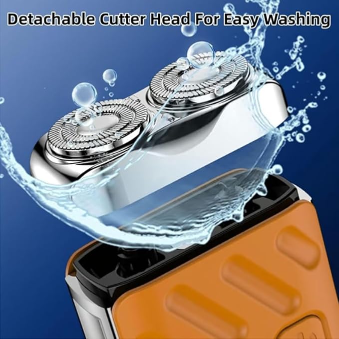 Mini Shaver Small Steel Cannon Suspended Magnetic Blade Shaver Mini Electric Explosive Shavers for Men Waterproof USB Fast Charging Compact Travel Size (2PCS-Blue)