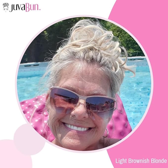 JuvaBun Messy Bun Hair Piece - Light Brownish Blonde color Synthetic Hair Foam Material Women's Wig Easy Upkeep