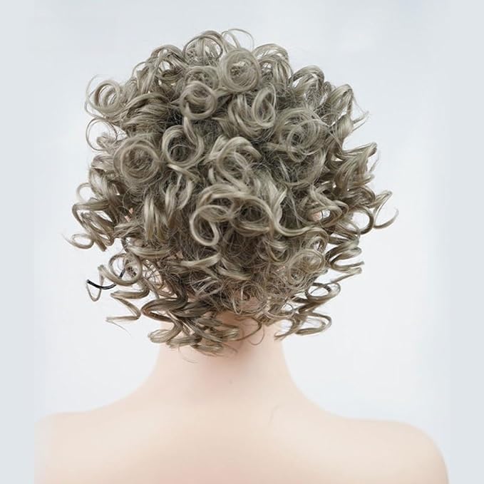 FRANCES Fake Hair Bun Ladies Fashion Wig Fluffy Curly Hair Bun Short Curly Hair Comb Ball Head Ponytail Hair Extension Synthetic Hair Bun Hair Accessories (Color : 05)