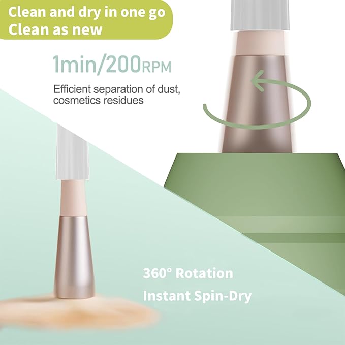 Electric Makeup Brush Cleaner and Dryer Portable Automatic Brush Cleaner with 3 Power Levels Fast Motor Speed 5 Rubber Collars Rechargeable Quick Clean &amp Dry for Makeup Brushes