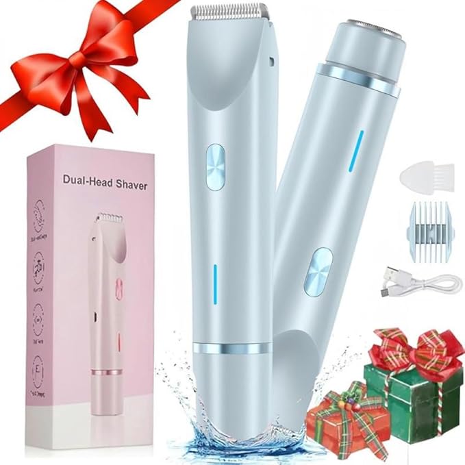 Electric Razors Shaver for WomenGlowaura Electric Razor 2 in1 Body &amp Facial Diffuser Hair Removal Double Head Trimmer for Face Underarm Legs Winter &amp Mother Gift (Blue)