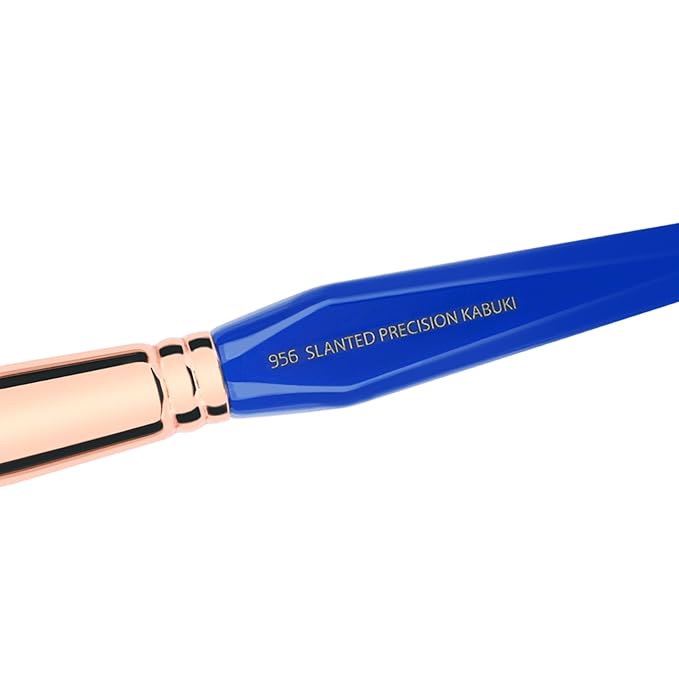 Bdellium Tools Professional Makeup Brush - Golden Triangle 956 Slanted Precision Kabuki - With All Vegan and Soft Synthetic Fibers For Perfect Complexion (Blue 1pc)