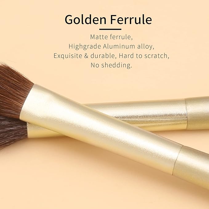 Natural Goat Hair Eye Shadow Brush Set Pony Hair Eyeshadow Brushes Set Small Nose Contour Brush Angled Eyeshadow Brush Eyeshadow Blending Brush Eye Makeup Brushes Set Professional - E200