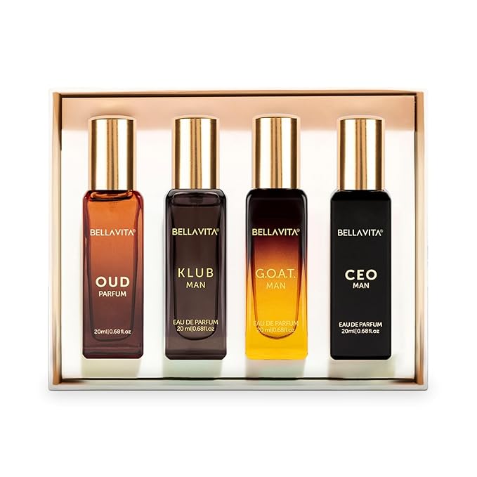 Bella.Vita Luxury Man Perfume Gift Set 4 x 20 ml for Men with KLUB OUD CEO G.O.A.T Perfume | Woody Citrusy Long Lasting EDP Fragrance Scent