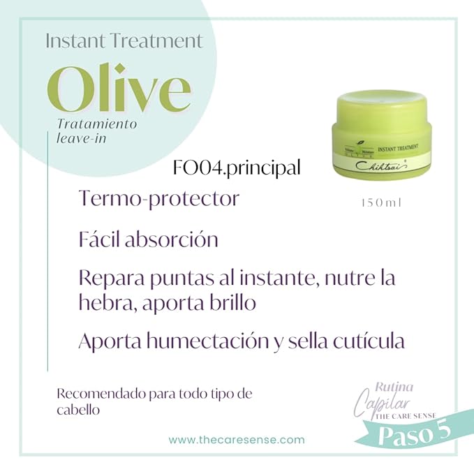 Chihtsai Olive Instant Treatment (5.1oz/150ml) - Leave-in treatment that repairs and conditions hair
