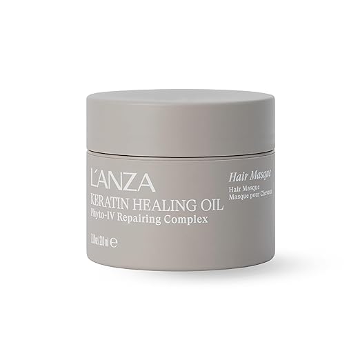 L'ANZA Keratin Healing Oil Intensive Hair Masque Deep Conditioning Mask Restores Moisture Repairs Damage Improves Elasticity Softness &amp Shine Color Safe Anti-Humidity Sulfate Free (7.1 Fl Oz