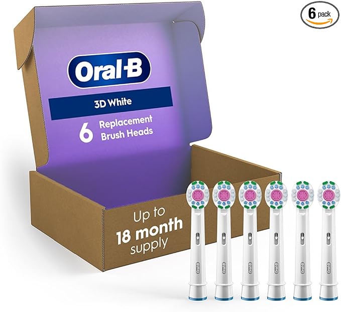 Oral-B 3D White Replacement Brush Heads for an Oral-B Electric Toothbrush Pack of 6
