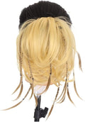 HIHELO Synthetic Straight Bun with Braids Extension Messy Bun Ponytail Hair Hoop Hair Accessories for Women Natural Wigs (Color : 03)