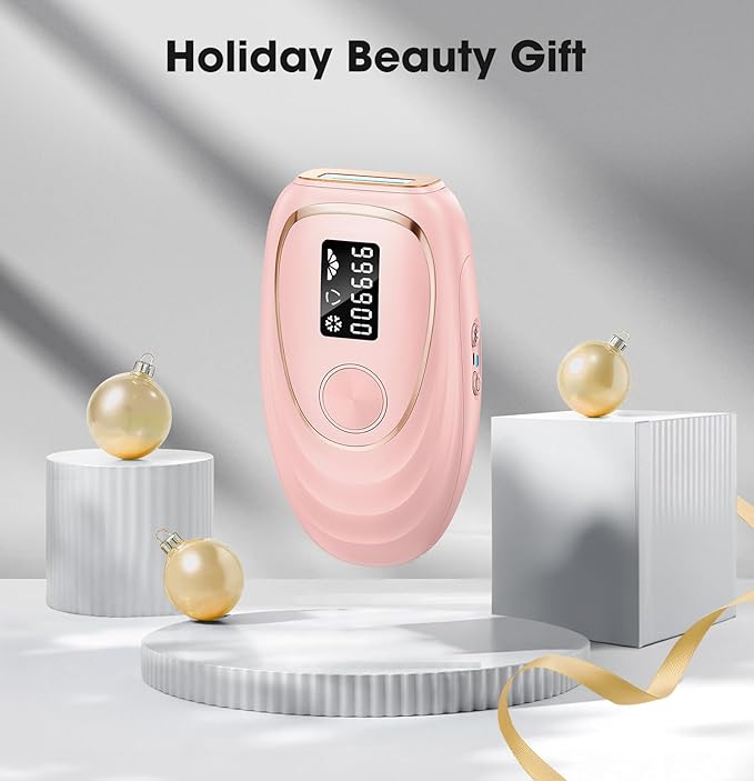 Laser Hair Removal Device at-Home IPL Hair Removal for Women &amp Men - Safe 45°F Ice-Cooling Contact for Painless &amp Long-Lasting Results 86% Hair Reduction in 3 Weeks for Full Body Hot Pink
