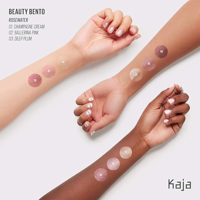 Kaja Beauty Bento Collection - Bouncy Eyeshadow Trio | Plum Rosy Tones Travel Size 01 Rosewater 2019 Allure Best of Beauty Award 0.03 Oz