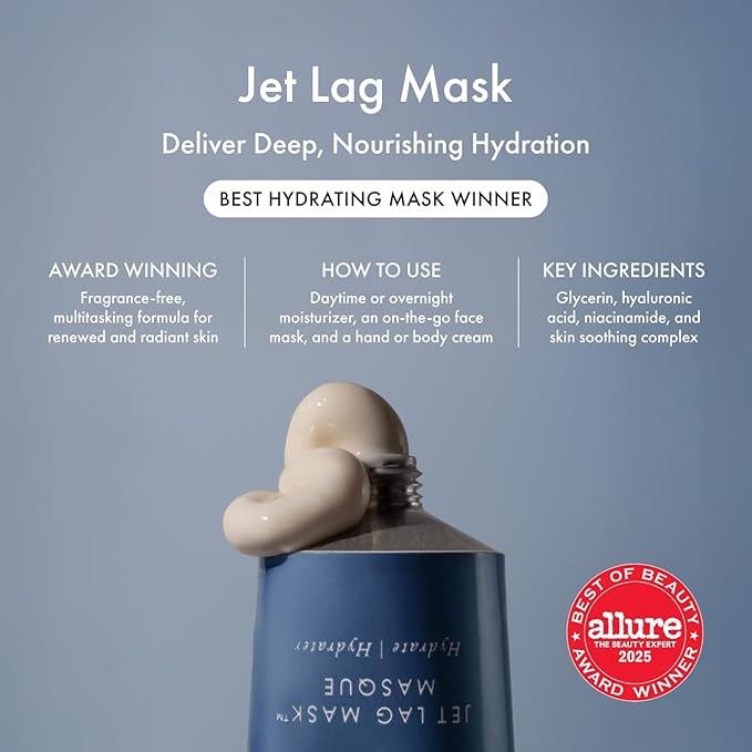 Summer Fridays Jet Lag Mask Mini - Hydrating Face Moisturizer + Mask - Enriched with Hyaluronic Acid Niacinamide Glycerin + Antioxidants Helps Nourish Skin for a Renewed + Radiant Complexion (1 Oz)