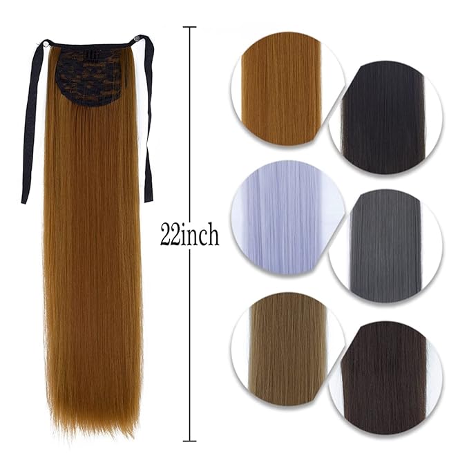 Hair Accessories 22/34 Inch Ponytail Extension Straight Hair Wig Bow Hair Band Synthetic Ponytail Women Extra Long Hair Extensions Hair Pieces For Women(0122inches)