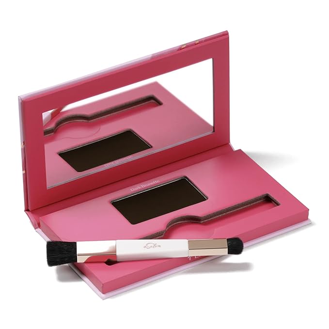 eSalon Root Touch Up + Brow Powder Conceal &amp Cover (Dark Brunette) - Hairline Powder for Women - Scalp Concealer &amp Filler for Thinning &amp Gray Hair Coverage - Creates Thicker &amp Fuller-