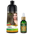 Herbishh Lenin Hair Color Shampoo - 3-In-1 Magic Dye for Gray Hair 500 Ml + Argan Oil for Dull Dry Damaged Hair 30ML