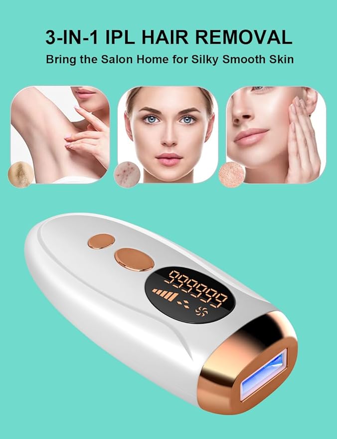 IPL Hair RemovalLaser Hair Removal At-Home for Women Men 999999 Flashes Permanent Hair Removal Device on Facial Legs Arms Bikini Line