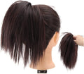 HIHELO Short Ponytail Extensions Synthetic Straight Hair Hair Bun with Elastic Band Hair Accessories Women Wig Hair Bun (Color : D)