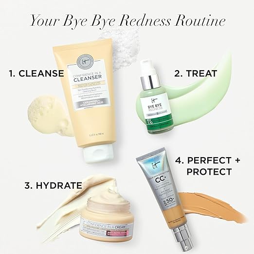 IT Cosmetics Bye Bye Redness Serum - Skin-Calming &amp Hydrating Face Serum - Instantly Neutralizes Facial Redness - 1% Colloidal Oatmeal Centella Peptide &amp Niacinamide ? All Skin Types - 1 fl